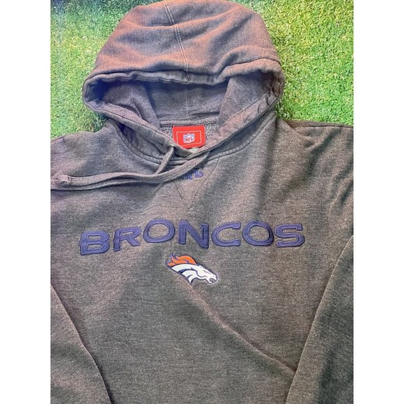 NFL Apparel Denver Broncos Sweater Mens Extra Large Gray Hoodie Pullover - Picture 2 of 5